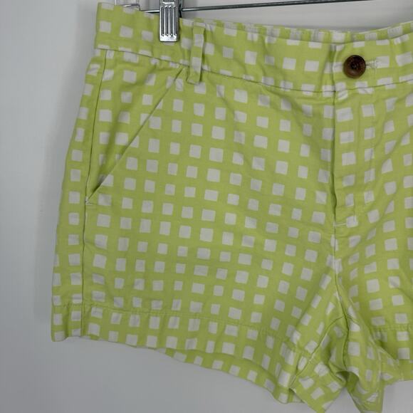 GAP Khaki Shorts Women size 6 Sunkissed Green Gingham 3.5 inseam - Picture 2 of 11